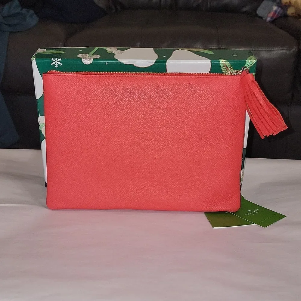 Kate Spade Gia Larchmont Avenue Logo Leather Clutch New